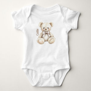 Body Para Bebê Bebê de Urso de Pano com Aquarela Personalizada