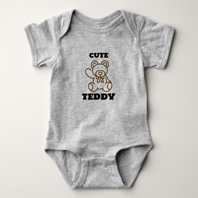 Body Para Bebê Bebê de Verão Urso de Pelúcia Fofo  (Frente)