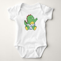 Bebê Dinossauro Verde Saindo do Ovo