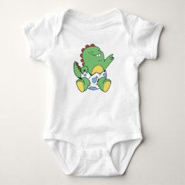 Body Para Bebê Bebê Dinossauro Verde Saindo do Ovo