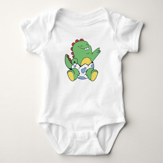 Body Para Bebê Bebê Dinossauro Verde Saindo do Ovo (Frente)