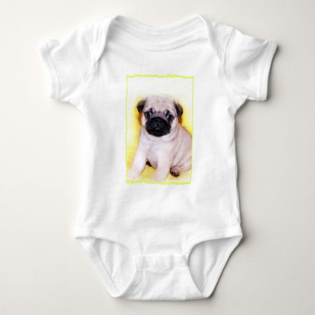 Body Para Bebê Bebê do filhote de cachorro do Pug (Frente)