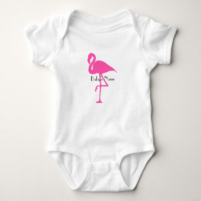 Body Para Bebê Bebê do flamingo - personalize o nome ou adicione (Frente)