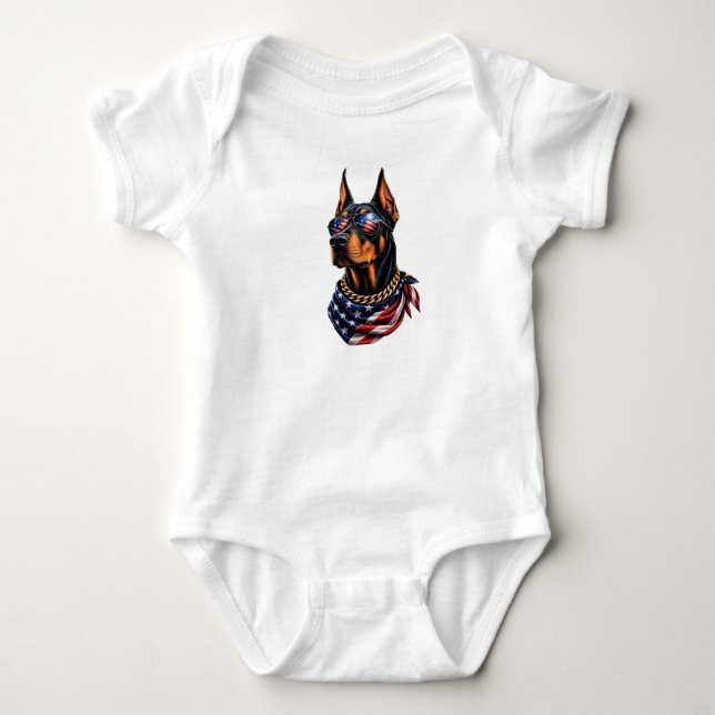 Body Para Bebê Bebê Doberman (Frente)