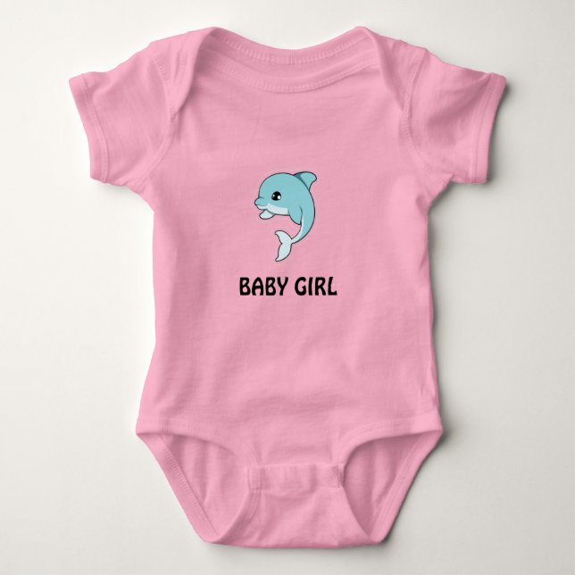 Body Para Bebê Bebê Dolphin T-Shirt Bebê Roupa (Frente)