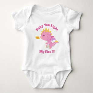 Body Para Bebê Bebê Dragão Você Acende Minha Menina Rosa