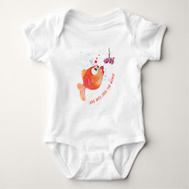 Body Para Bebê Bebê Engraçado com Peixe Feliz e Verme