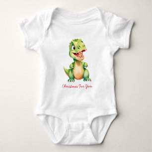 Body Para Bebê Bebê engraçado O dinossauro come biscoitos de pão