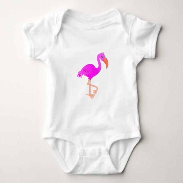 Body Para Bebê Bebê Flamingo Cor-de-rosa (Frente)