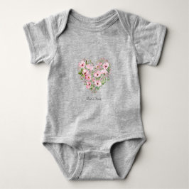 Body Para Bebê Bebê Floral de Coração Rosa