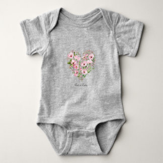 Body Para Bebê Bebê Floral de Coração Rosa