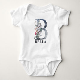Body Para Bebê Bebê Floral Personalizado Nome Bebê Inicial B