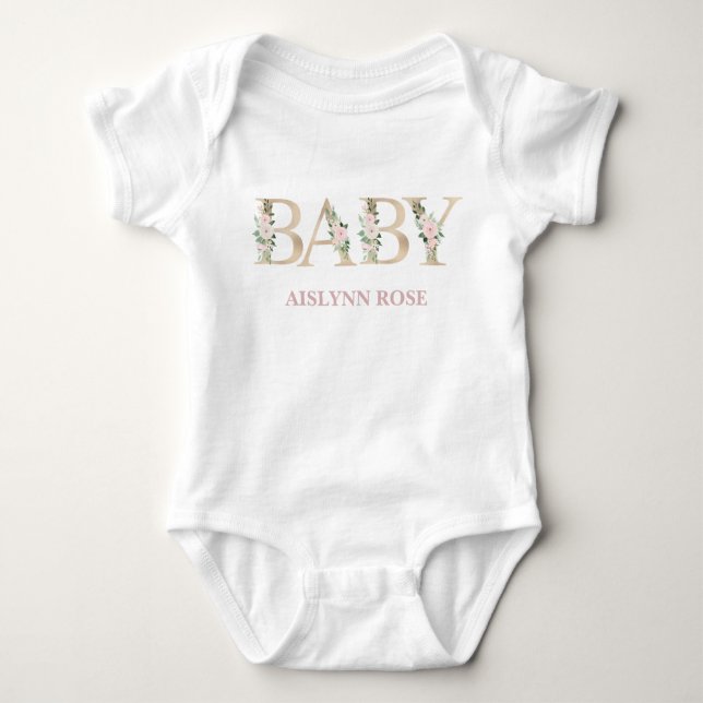 Body Para Bebê Bebê Floral Personalizado Uma Peça (Frente)