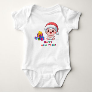 Body Para Bebê Bebê Fofo de Macacão com Chapéu de Papai Noel – Fe