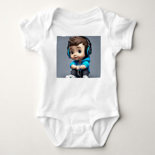 Body Para Bebê 🎤 Bebê Fofo de Óculos Segurando Microfone   Diver