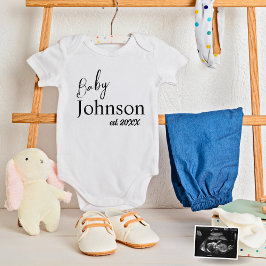 Body Para Bebê Bebê Fofo Johnson Personalizado Est. 20XX Unisexo