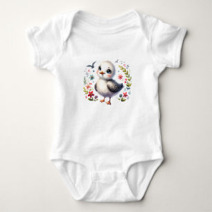 Body Para Bebê Bebê Gaivota Fofo com Flores