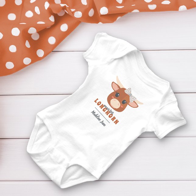 Body Para Bebê Bebê Garota Longhorn Queimada Laranja (Criador carregado)
