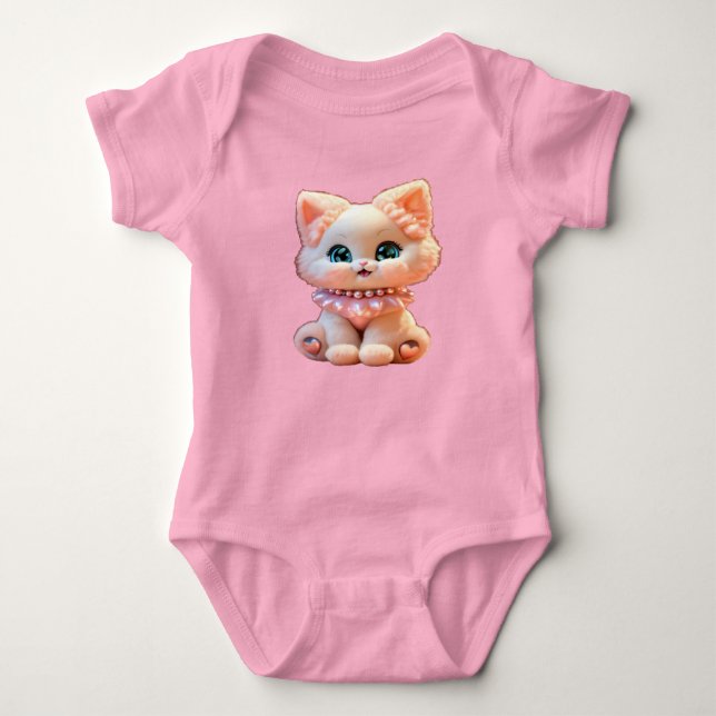 Body Para Bebê Bebê gatinho de pérola 3D fofo (Frente)