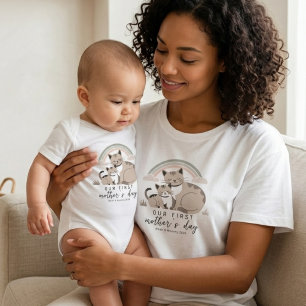 Body Para Bebê Bebê Gatinho Primeiro Dia das Mães Arco-Íris Paste