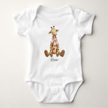 Bebê girafa fofa vestindo cachecol