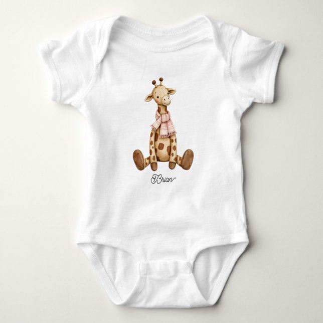 Body Para Bebê Bebê girafa fofa vestindo cachecol (Frente)