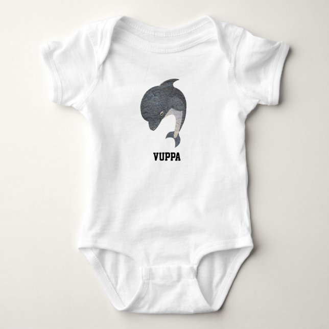 Body Para Bebê Bebê Golfinho Marítimo Costeiro Fofo (Frente)