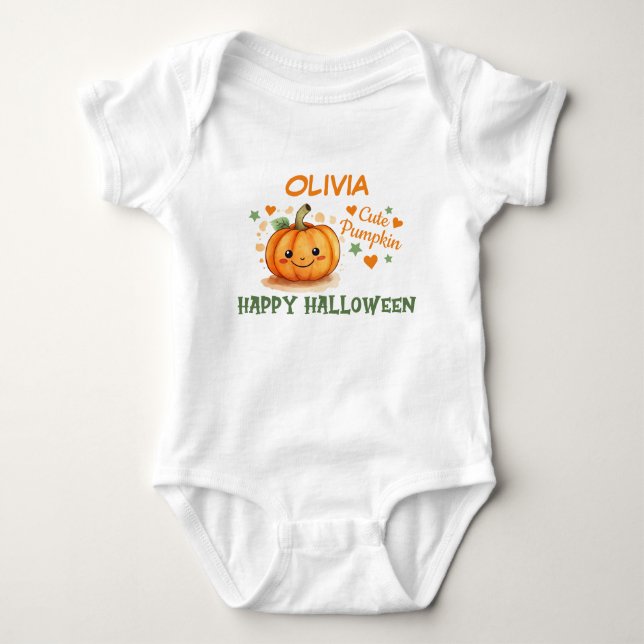 Body Para Bebê Bebê Halloween Abóbora Fofa  (Frente)