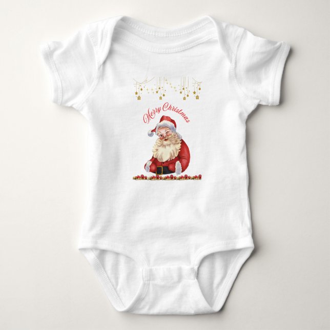Body Para Bebê Bebê Jersey - Roupa de bebê - Design de Natal (Frente)