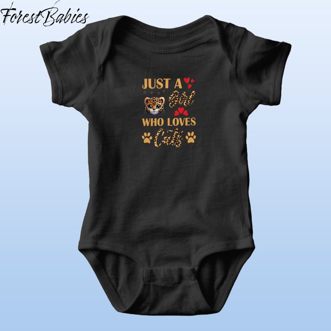 Body Para Bebê Bebê Leopardo Estampa de Animal Menina que Ama Gat (Cute Leopard Kitten, Wild Kitty, Feline Animal Print Font, Just A Girl Who Loves Cats T-shirt 🐆)