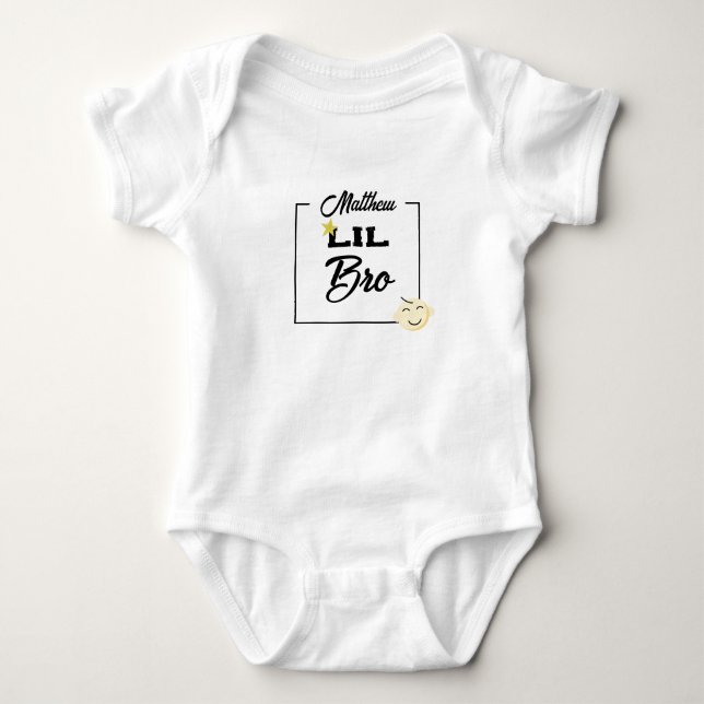 Body Para Bebê Bebê Lil Personalizado Fofo Irmão (Frente)