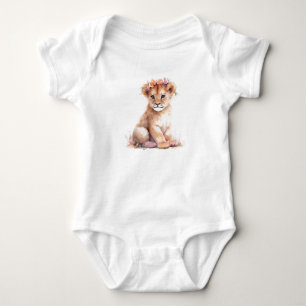 Body Para Bebê Bebê Lioness Cub com Flores