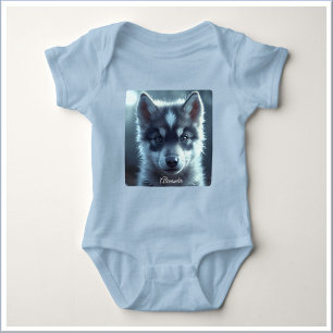Body Para Bebê Bebê Lobo Adorável ao Luar