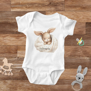 Body Para Bebê Bebê menina coelho bege fofa