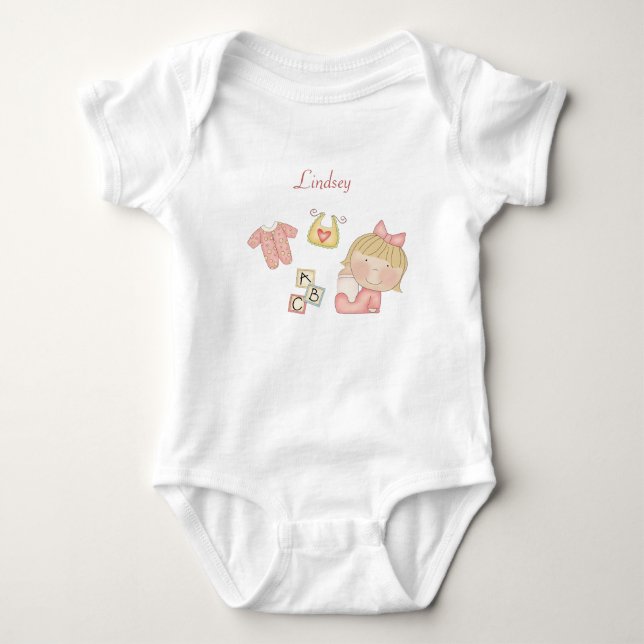 Body Para Bebê Bebê Menina de Cabelo Loiro - ABC's (Frente)