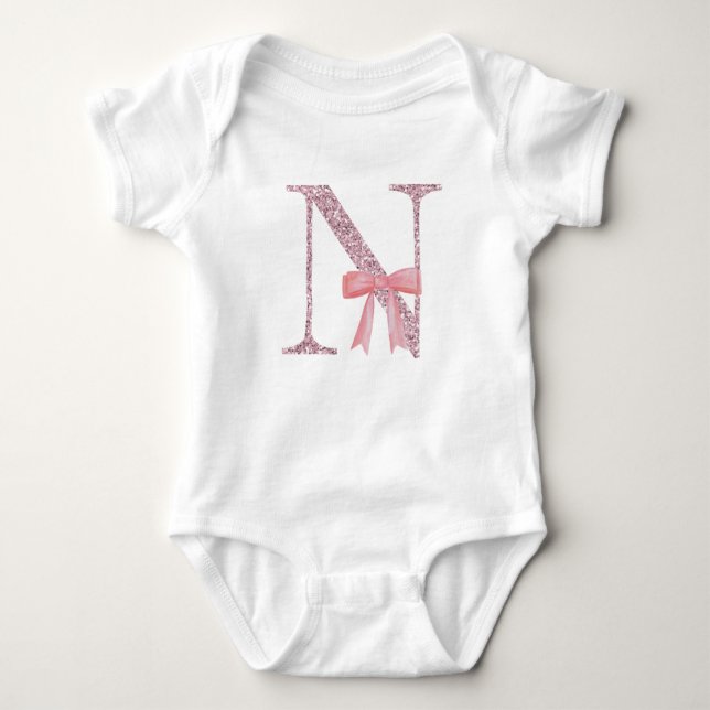 Body Para Bebê Bebé Menina Inicial Personalizada "N" (Frente)