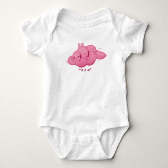 Body Para Bebê Bebê Menina Nuvem Aquarela Fofa (Frente)