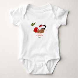 Body Para Bebê Bebê Menina Primeiro Natal Gorro Vermelho de Papai