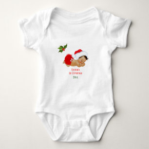 Body Para Bebê Bebê Menina Primeiro Natal Red Santa Hat Bebê Body