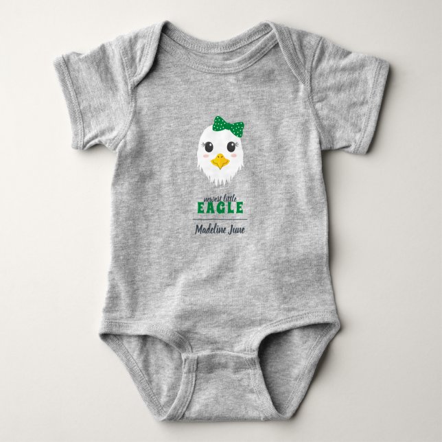 Body Para Bebê Bebê Menininha Águia Verde Roupa (Frente)