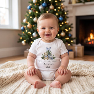 Body Para Bebê Bebê menino personalizado ''Primeiro Natal do Bebê