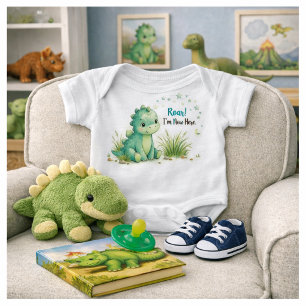 Body Para Bebê Bebe Menino Stegosaurus Fofo Rugido de Dinossauro