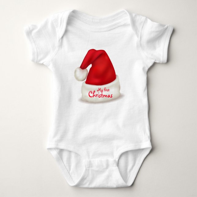 Body Para Bebê Bebê Natal Jersey Bodyfato/Meu Primeiro Natal (Frente)
