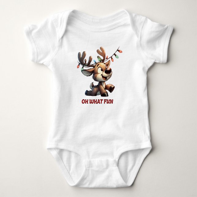Body Para Bebê Bebê Natal - Roupa de bebê - Reindeer (Frente)