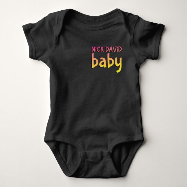 Body Para Bebê Bebê NiCK DAViD - Tee Black Dual-Sided Snap (Frente)