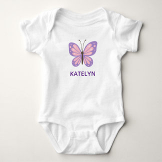 Body Para Bebê Bebê Nome Personalizado Borboleta Rosa Roxo Fofo