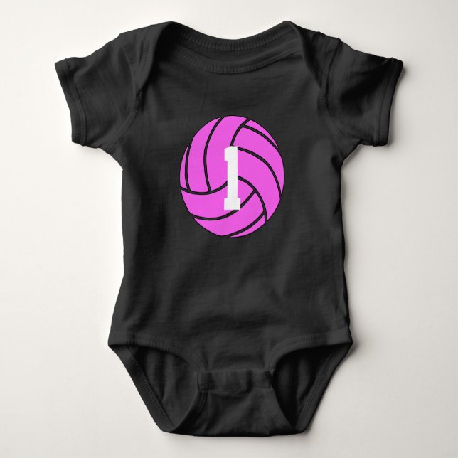 Body Para Bebê Bebê Numero de Voleibol Rosa (Frente)