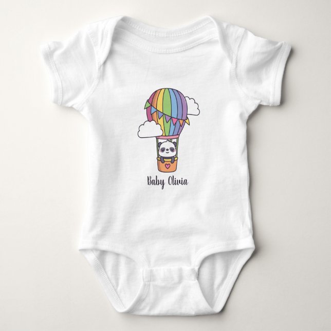 Body Para Bebê Bebê Panda Fofo em Balão de Ar Quente (Frente)