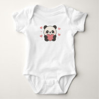 Bebê Panda Fofo Segurando Coração Estético