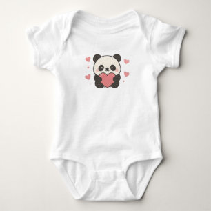 Body Para Bebê Bebê Panda Fofo Segurando Coração Estético